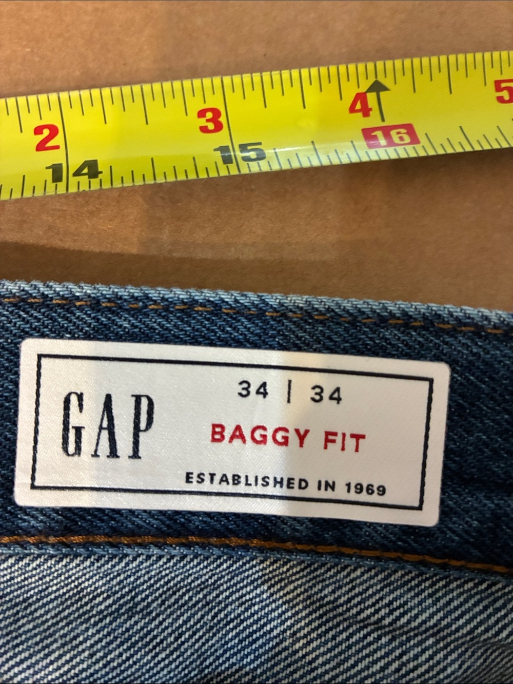 GAP Men's NWOT Baggy fit Dark Blue Jeans Size 34 waist 34 length